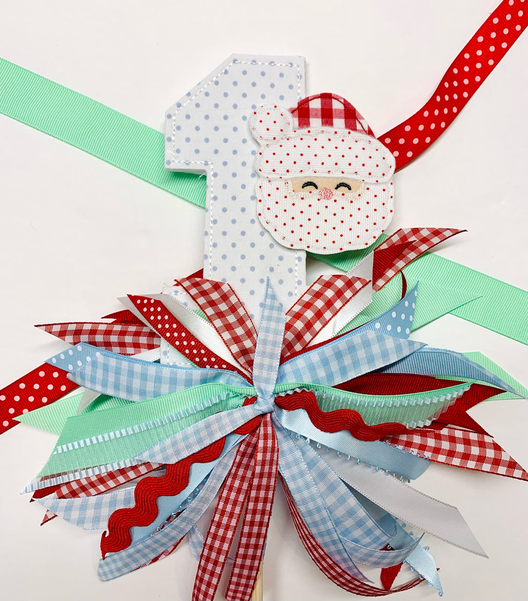 Number Cake Topper with Santa