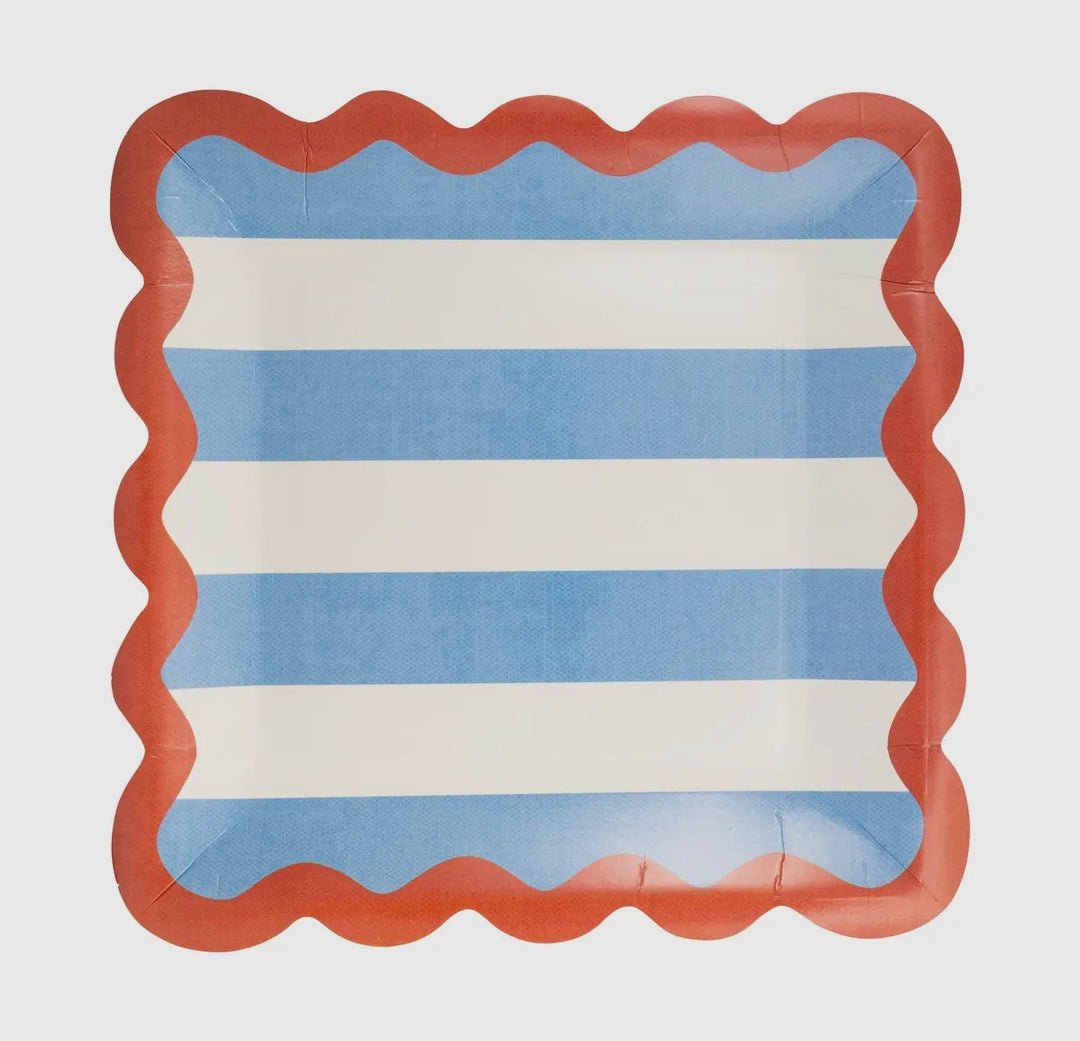 Hamptons Stripes 9" Ric Rac Trim Paper Plate