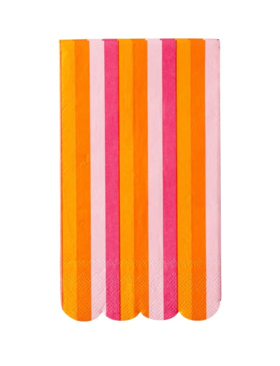 Pink and Orange Striped Paper Dinner Napkin