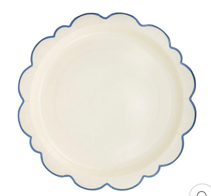 Pembroke Cream with Blue Edge 12" Paper Plate