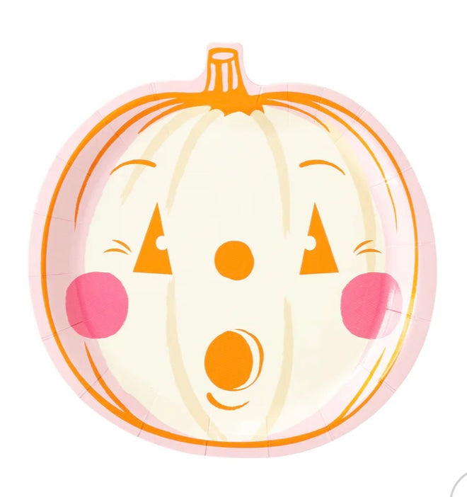 Pink and Orange Pumpkin Paper Plate