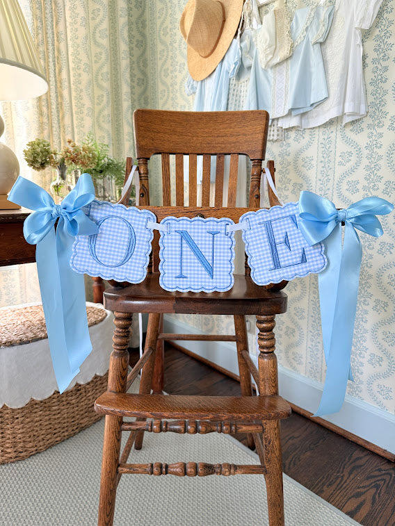 Scalloped ONE in Gingham