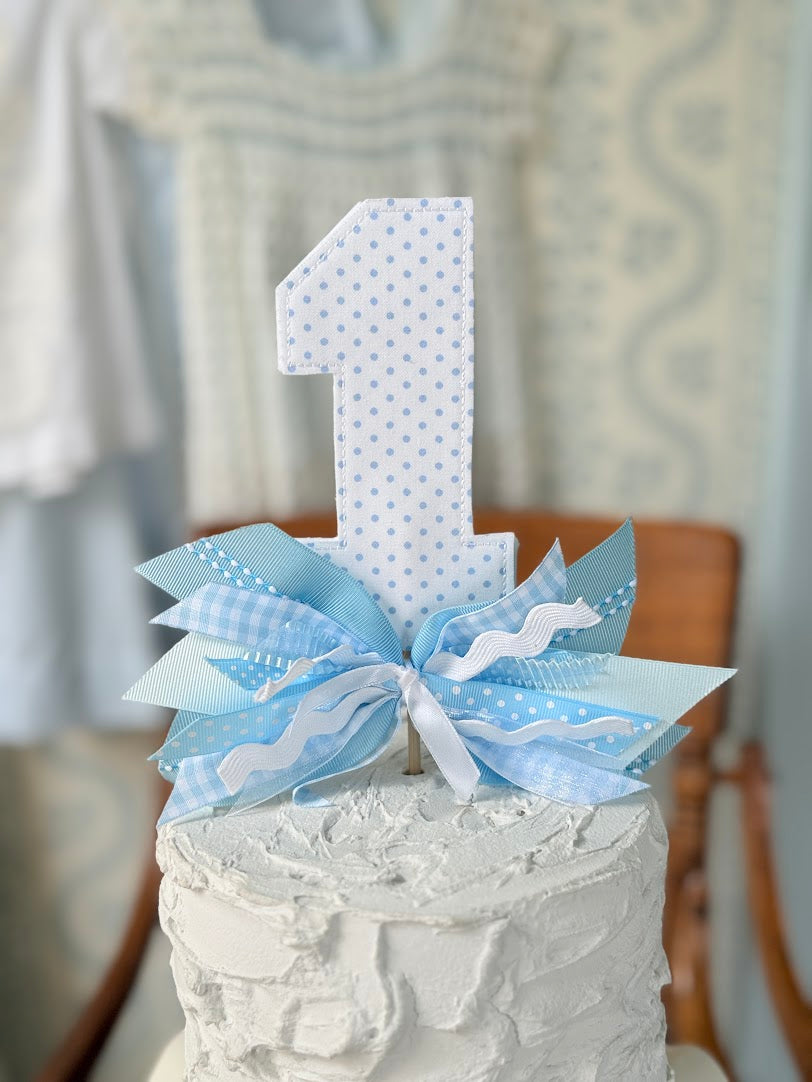 Number 1 Cake Toppers in Blue Dot