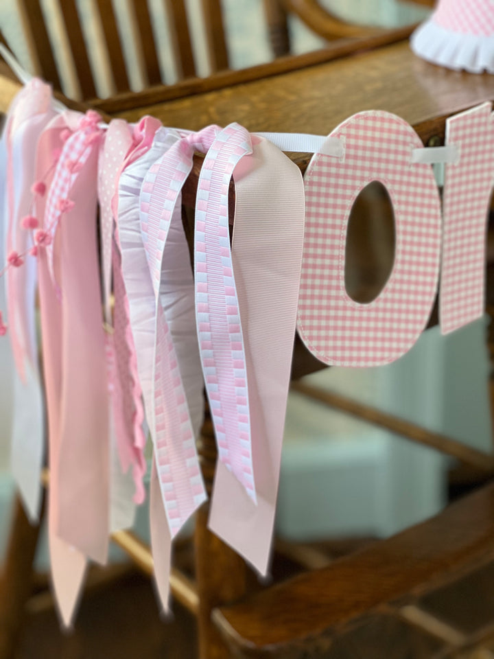 Pink Gingham ONE Birthday Set