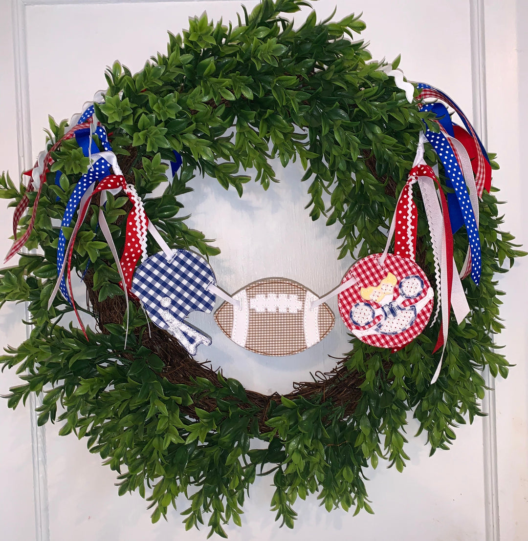 Football and Cheerleader Wreath Banner