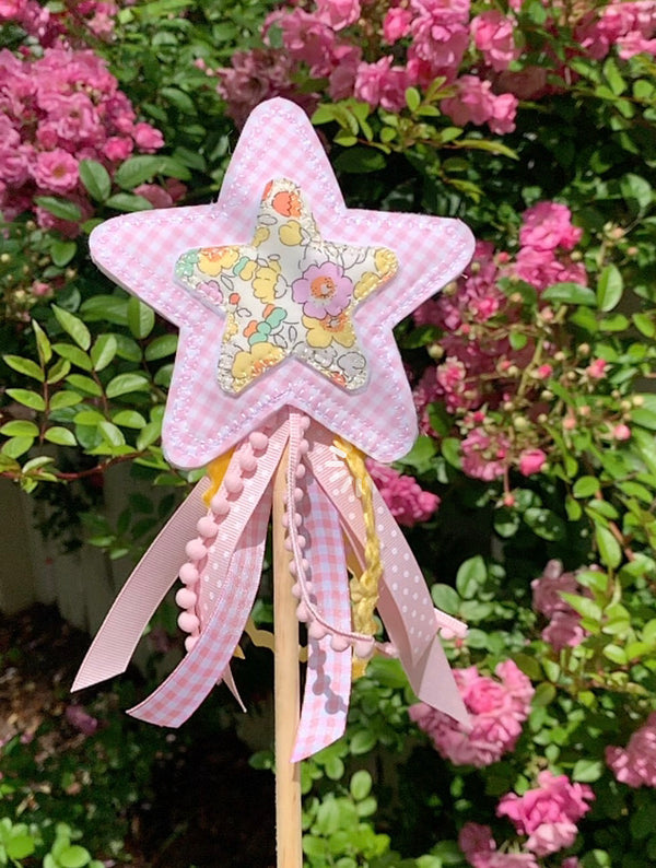 Liberty and Gingham Fabric Wand