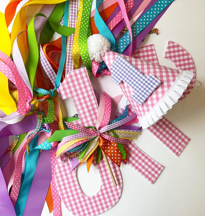 Bubble Gum Gingham ONE Birthday Set