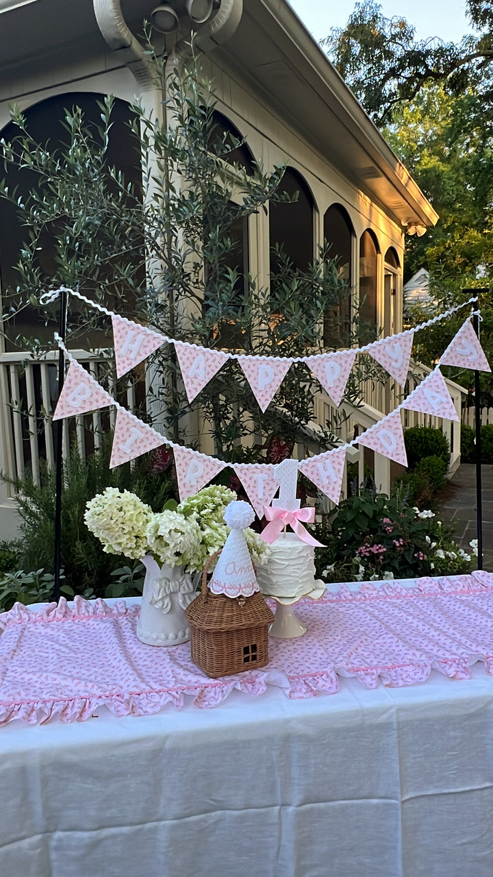 Floral Pendent Happy Birthday Banner on Ricrac