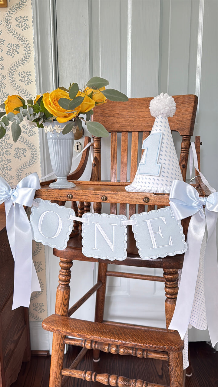 Scalloped ONE in Solid Blue
