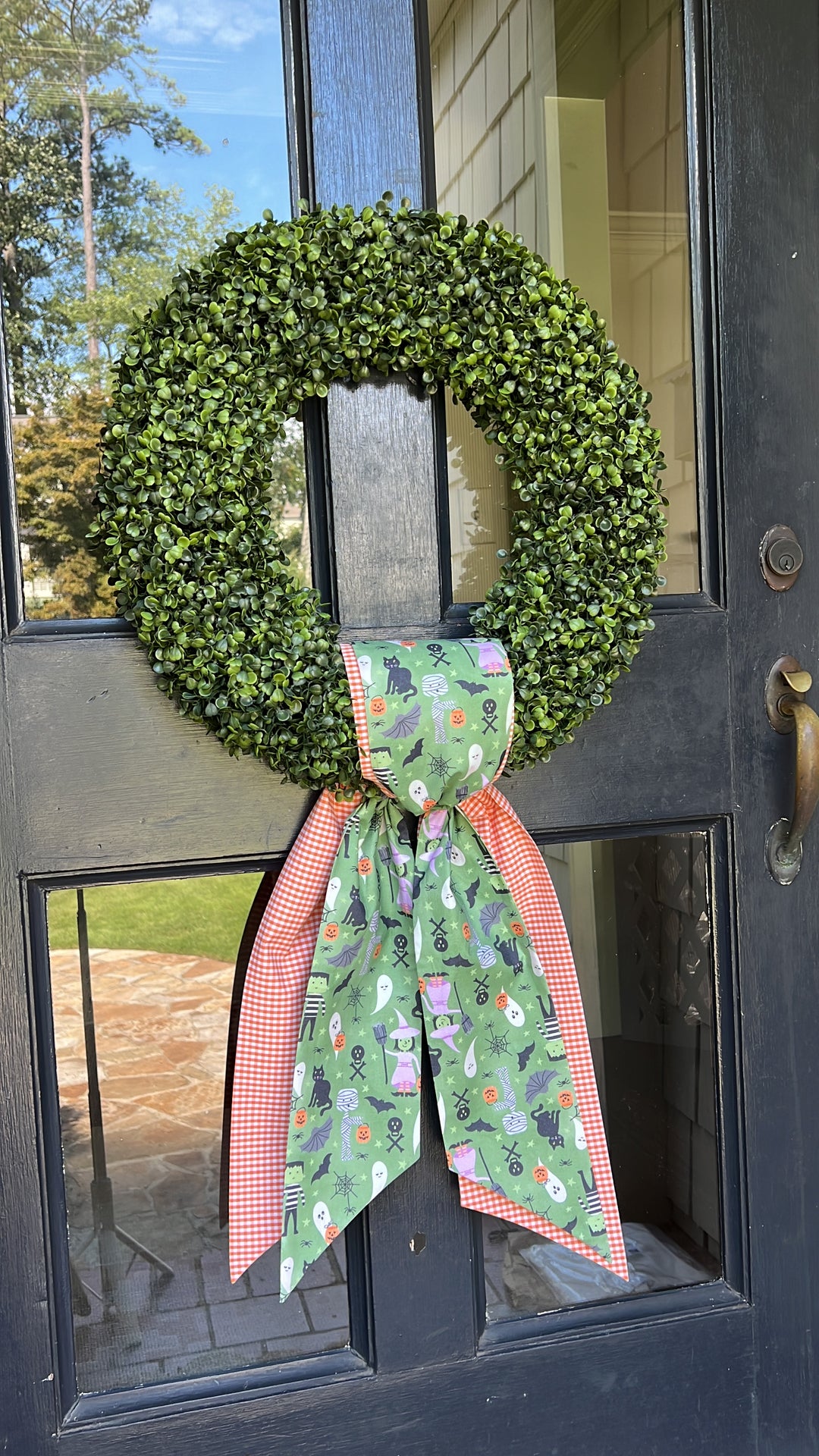 Green Halloween and Orange GIngham Sash