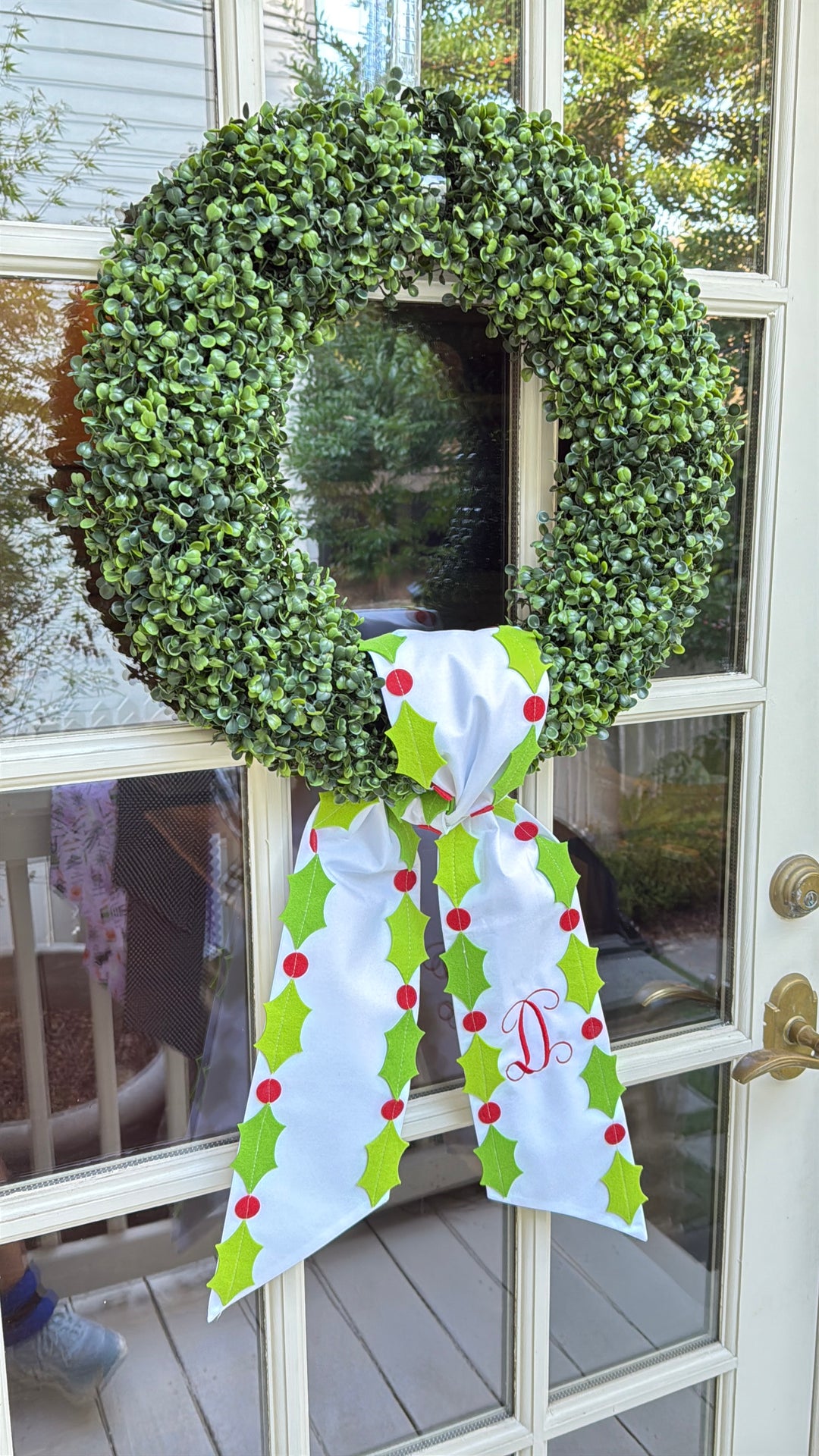 White Holly Wreath Sash