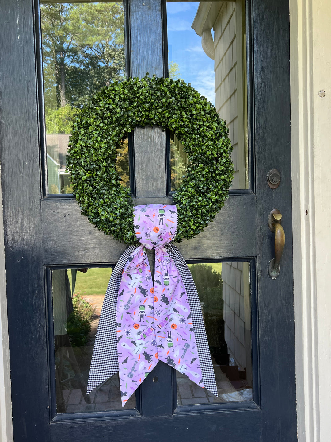 Lavender Halloween and Black Gingham Sash