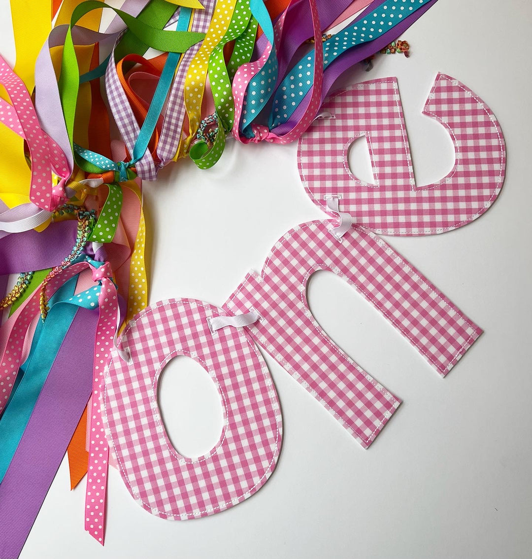 Bubble Gum Gingham ONE Birthday Set