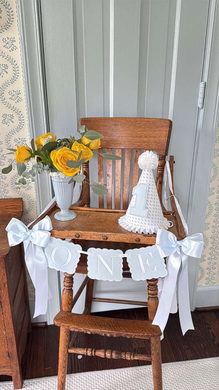 Scalloped ONE in Solid Blue