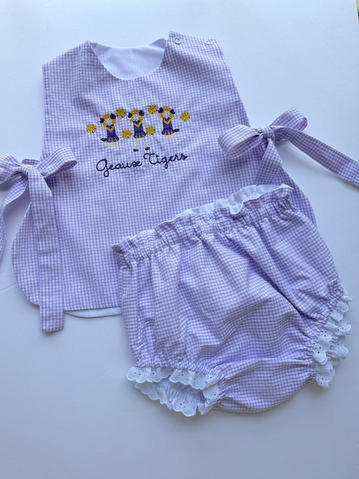 Cheerleader Bloomer Set - Lavender Gingham