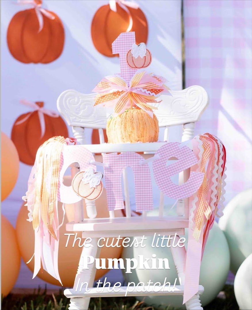 Gingham ONE Pumpkins Set with Bow