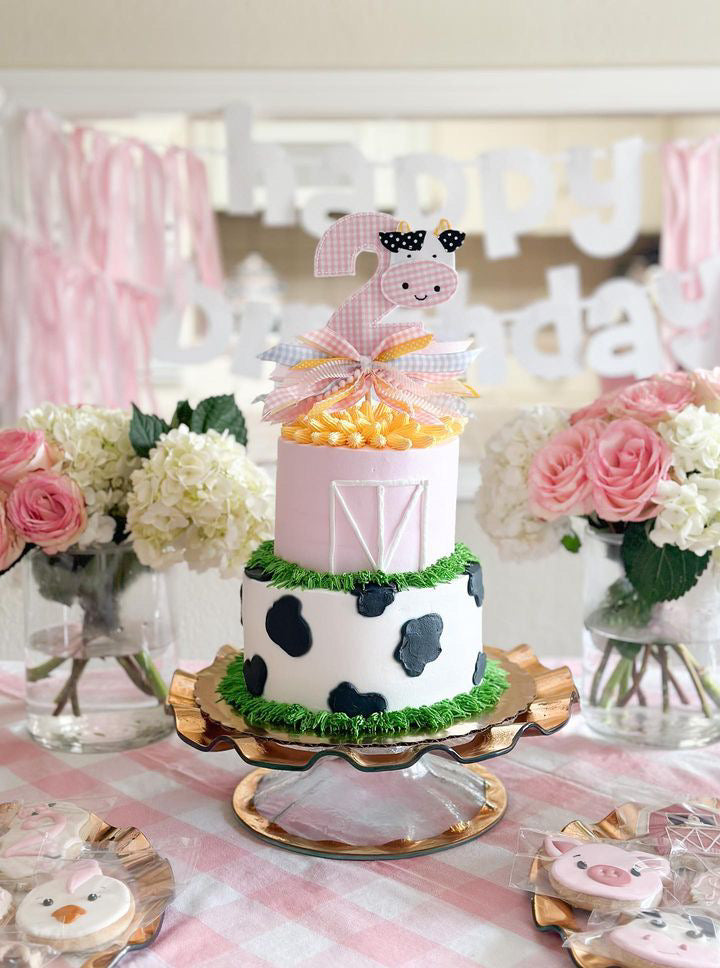 Number with Cow Cake Topper