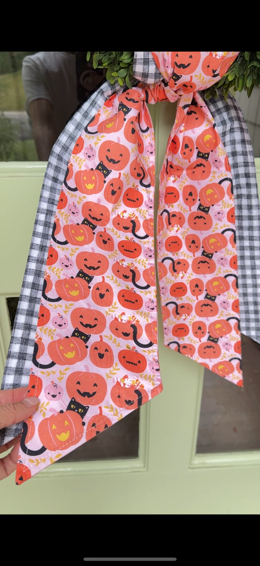 Pumpkin and Black Gingham Sash