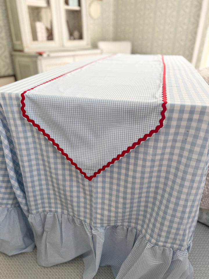 Blue Gingham with Red RicRac