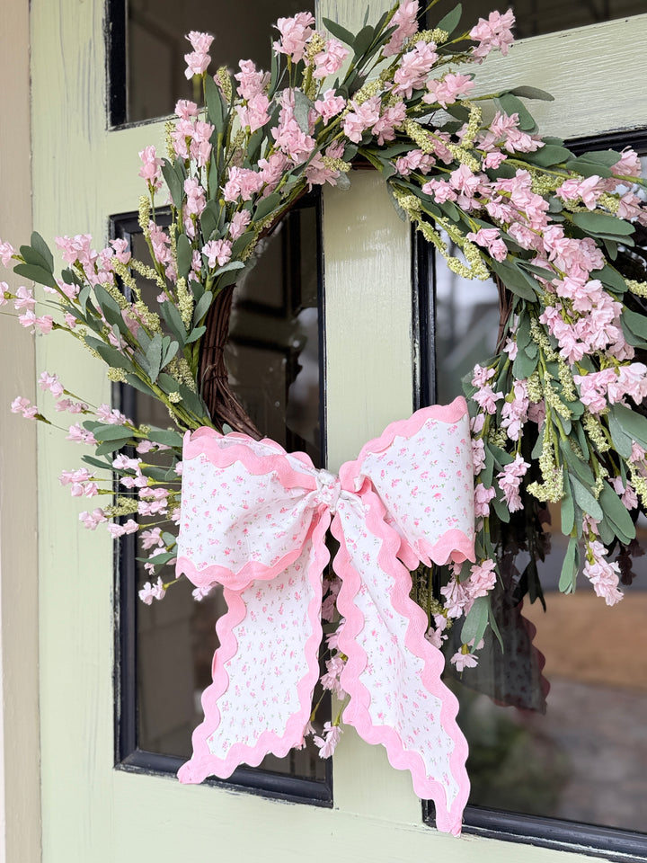 Wreath Bow in Floral with Riceac