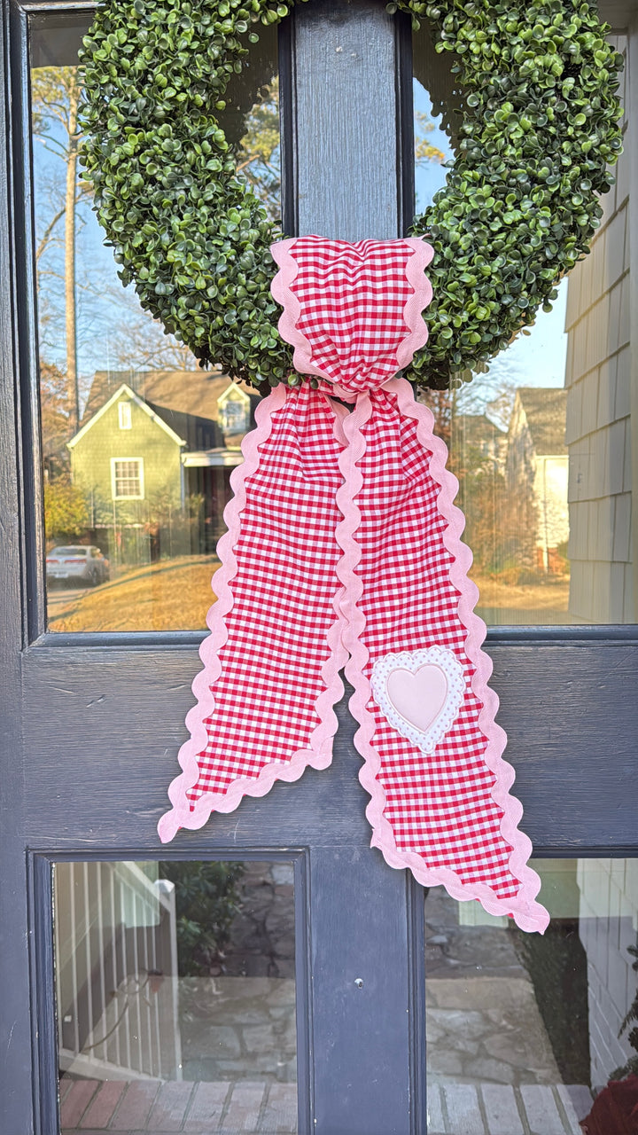 Valentine Heart Sash in Red Gingham