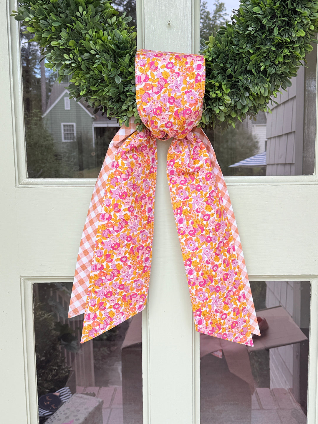 Fall floral and brown check sash