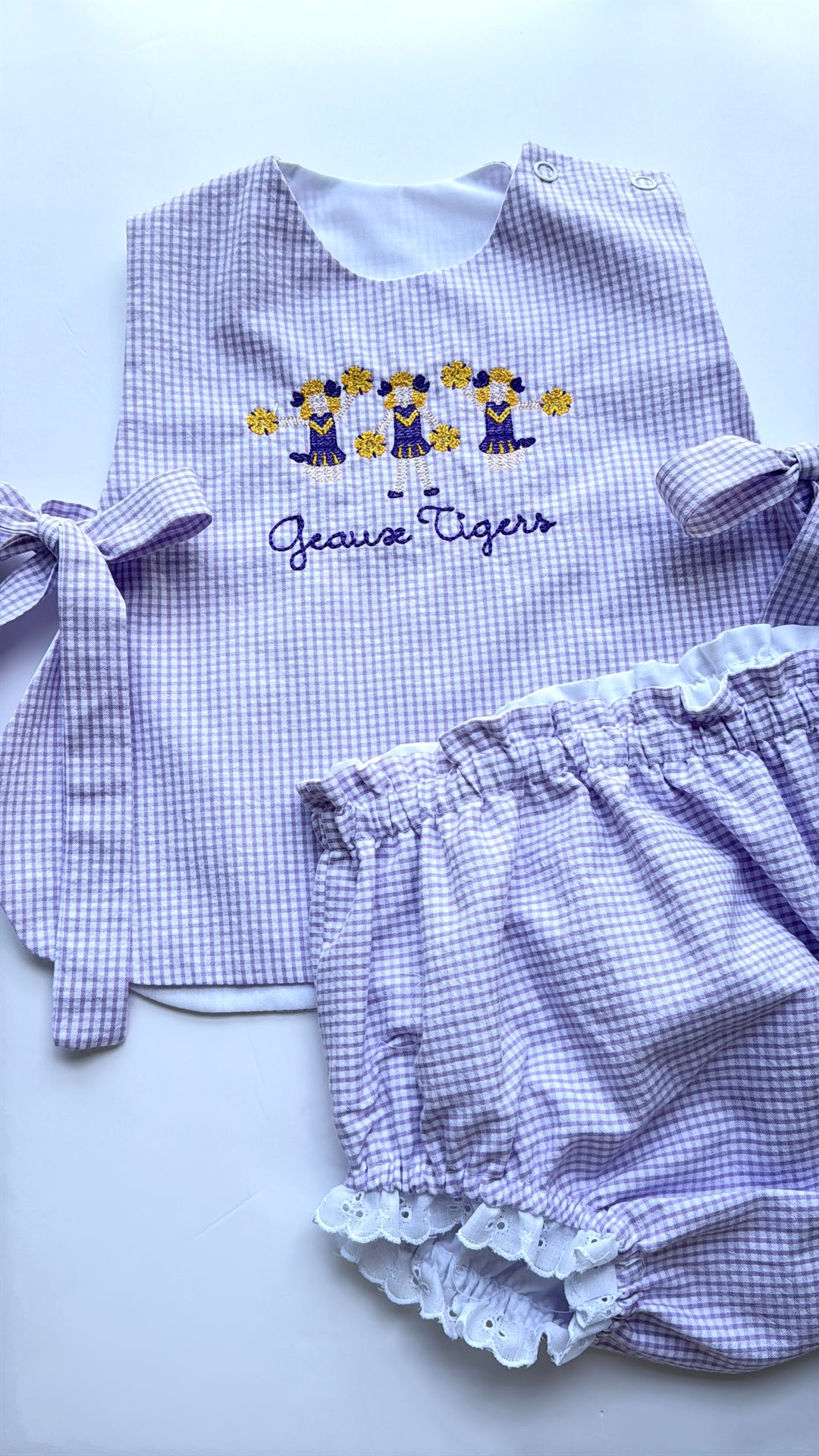 Cheerleader Bloomer Set - Lavender Gingham