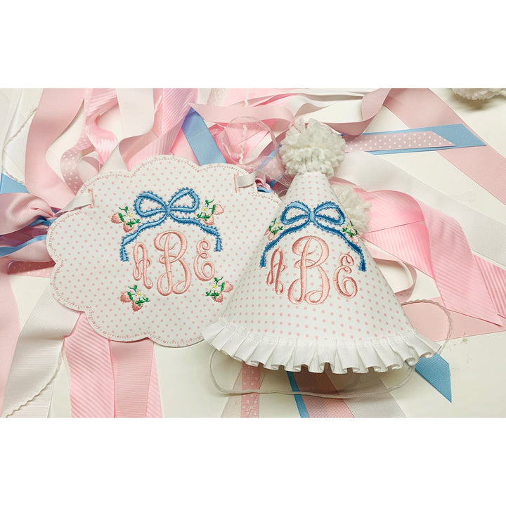 Strawberry Vintage Bow Scalloped Set