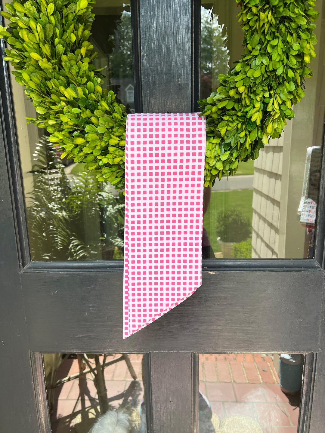 Poppy Pink Gingham Wreath sash