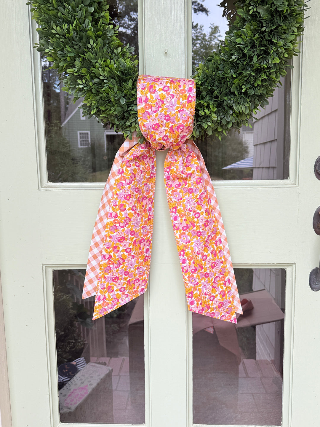 Fall floral and brown check sash