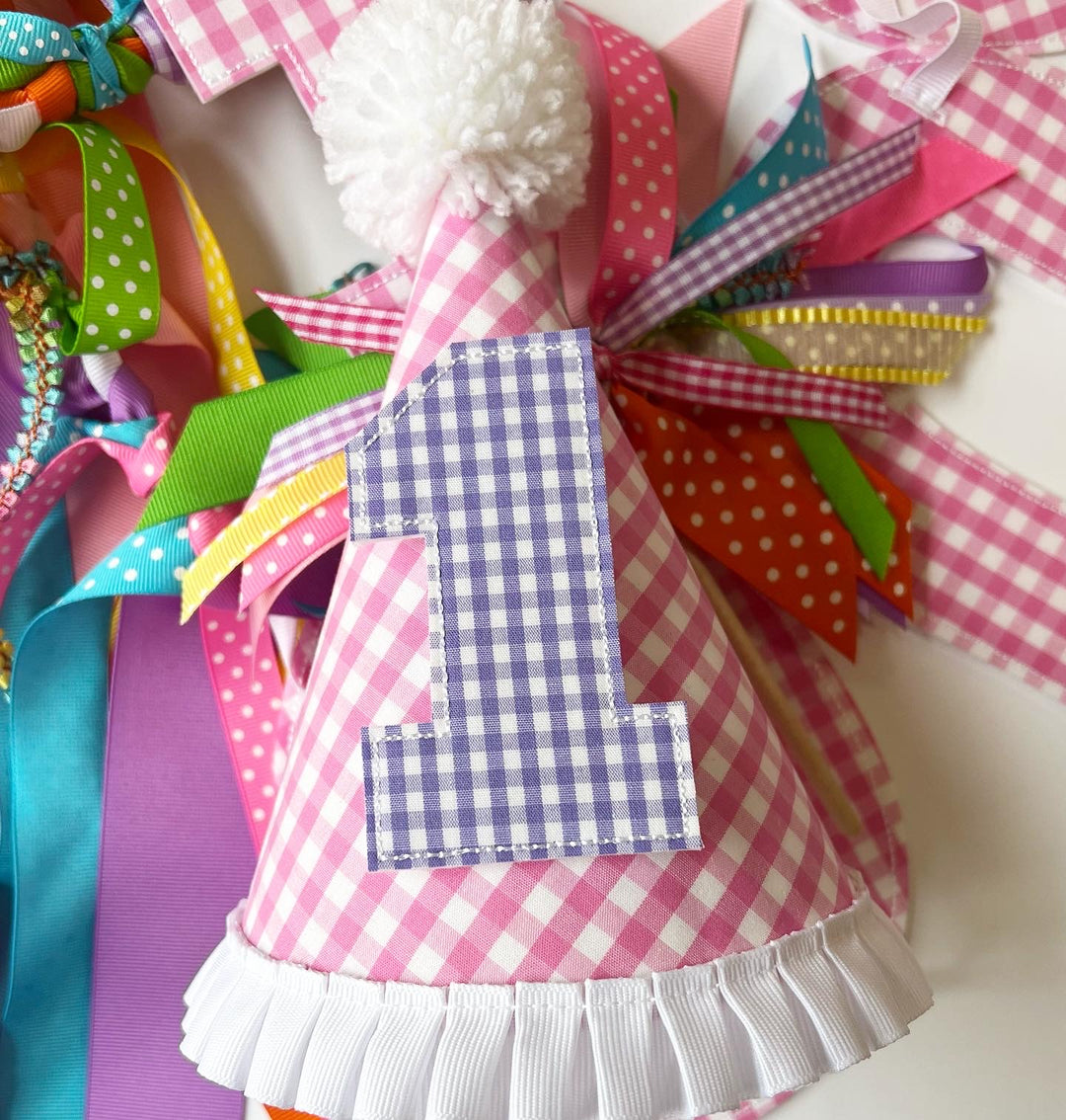 Bubble Gum Gingham ONE Birthday Set