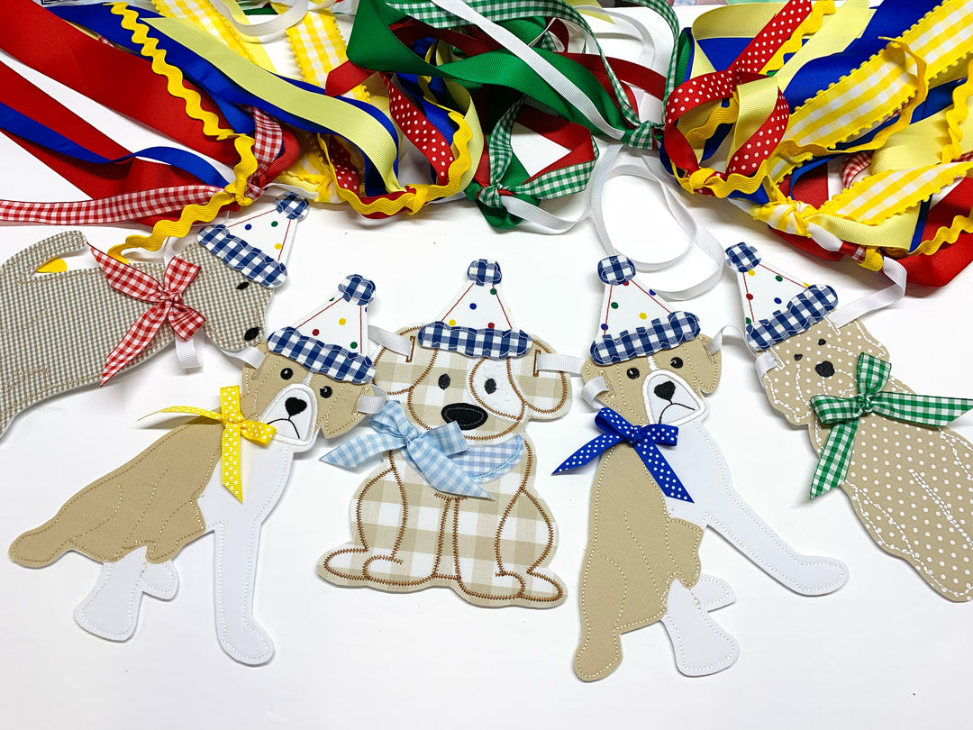 Puppy Banner in Primary Colors - Boxer Cake Topper