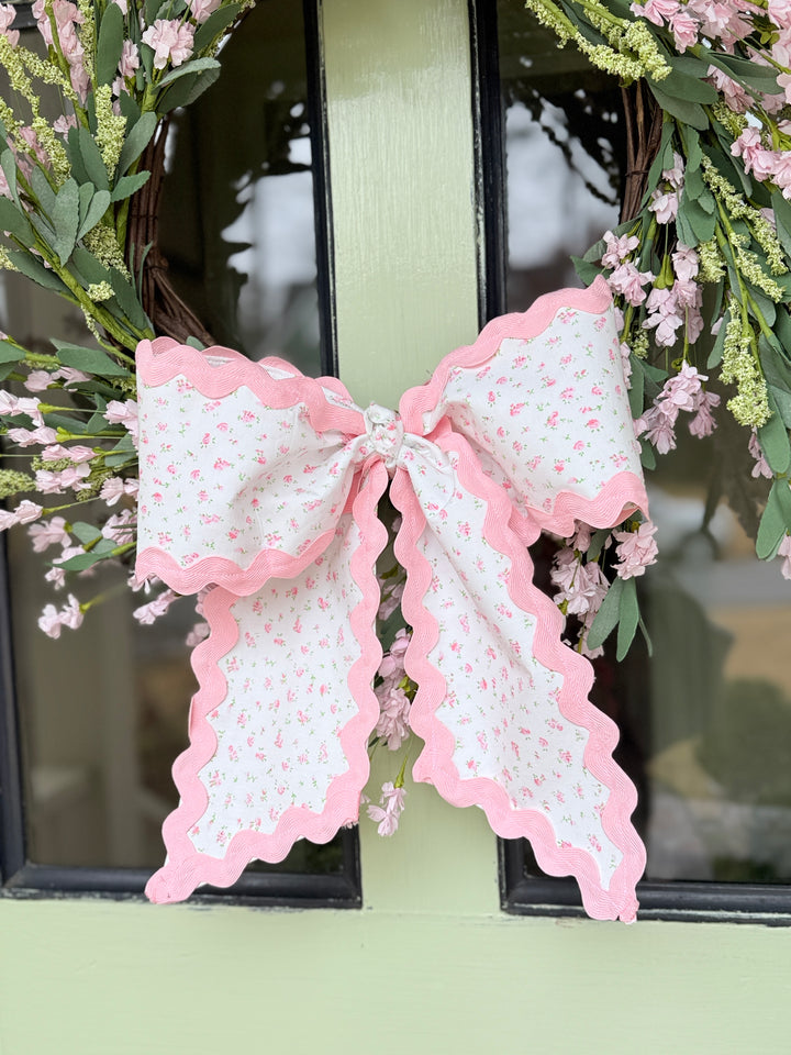 Wreath Bow in Floral with Riceac