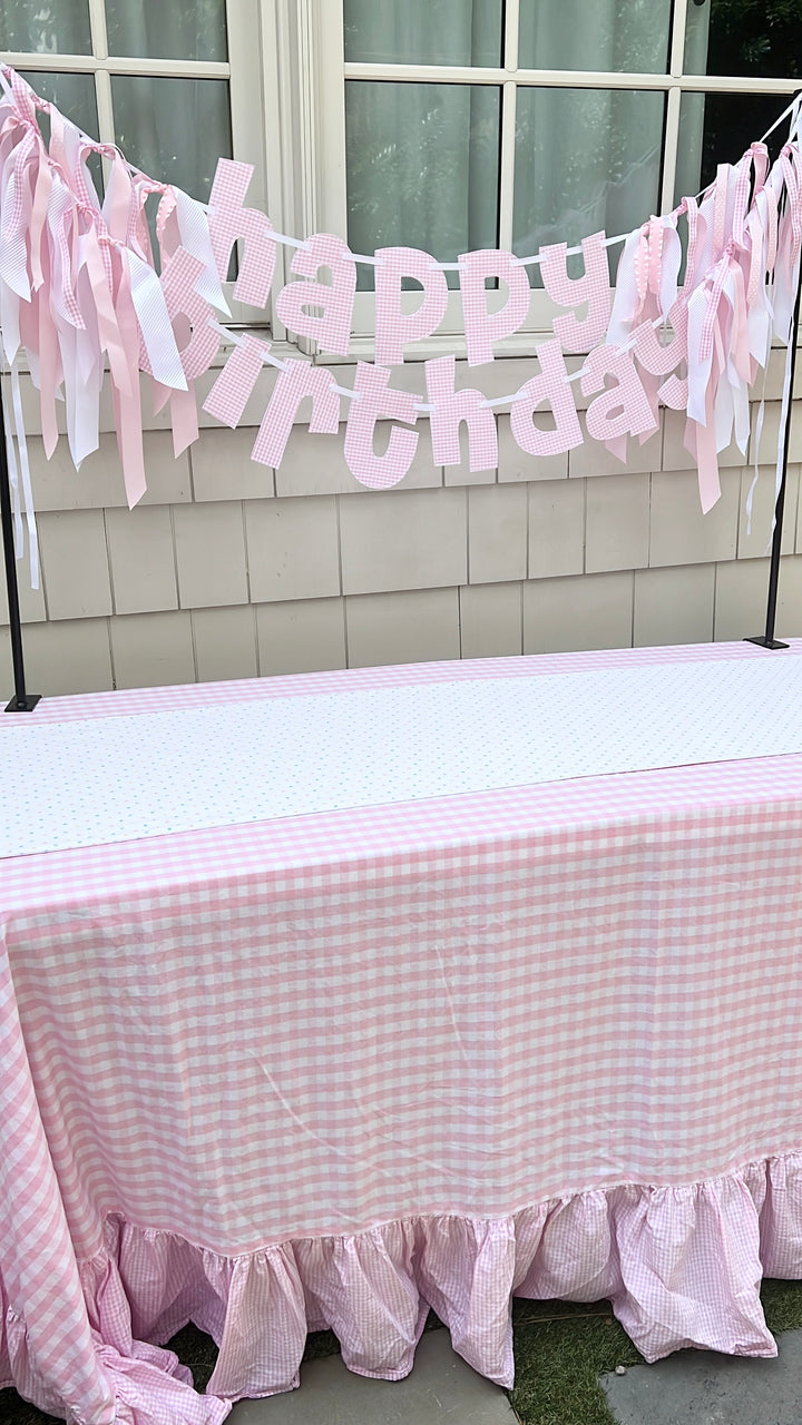 Pink Gingham Happy Birthday