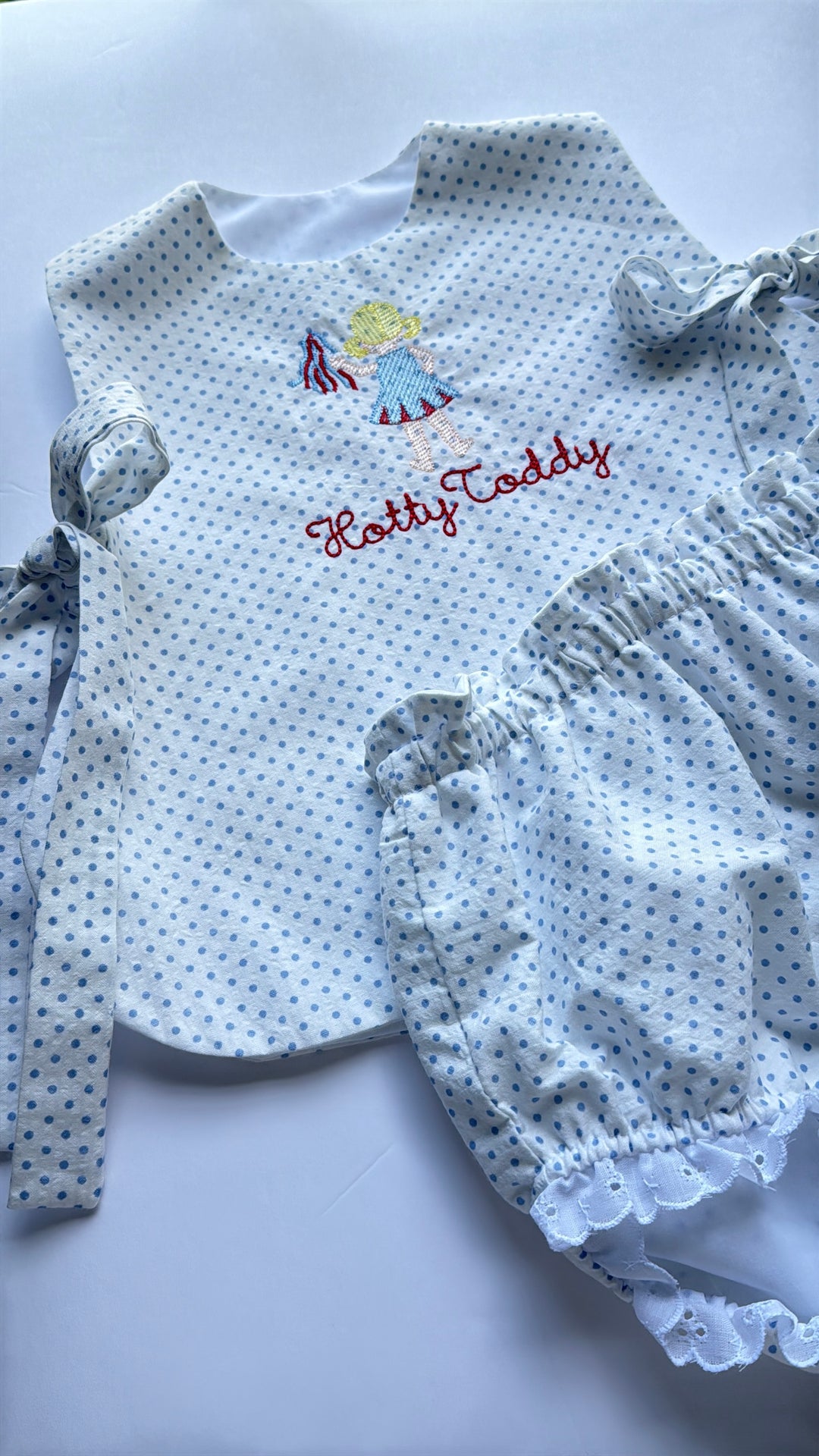 Cheerleader Bloomer Set - Blue Dot