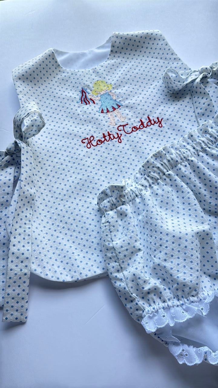 Cheerleader Bloomer Set - Blue Dot
