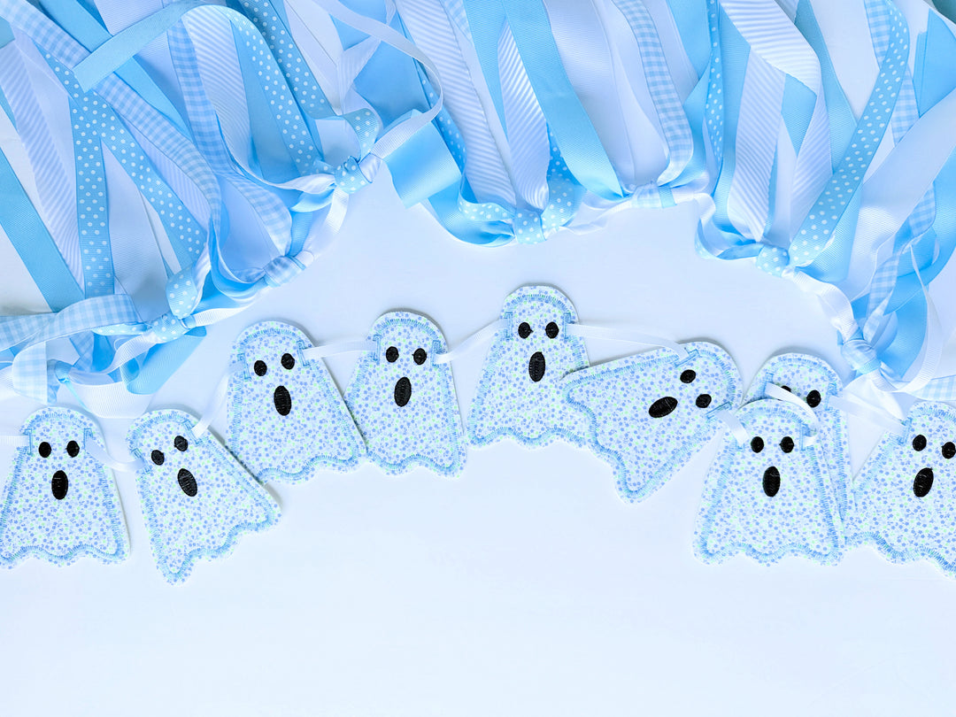 The "OH NO" Ghost Banner in Blue Floral