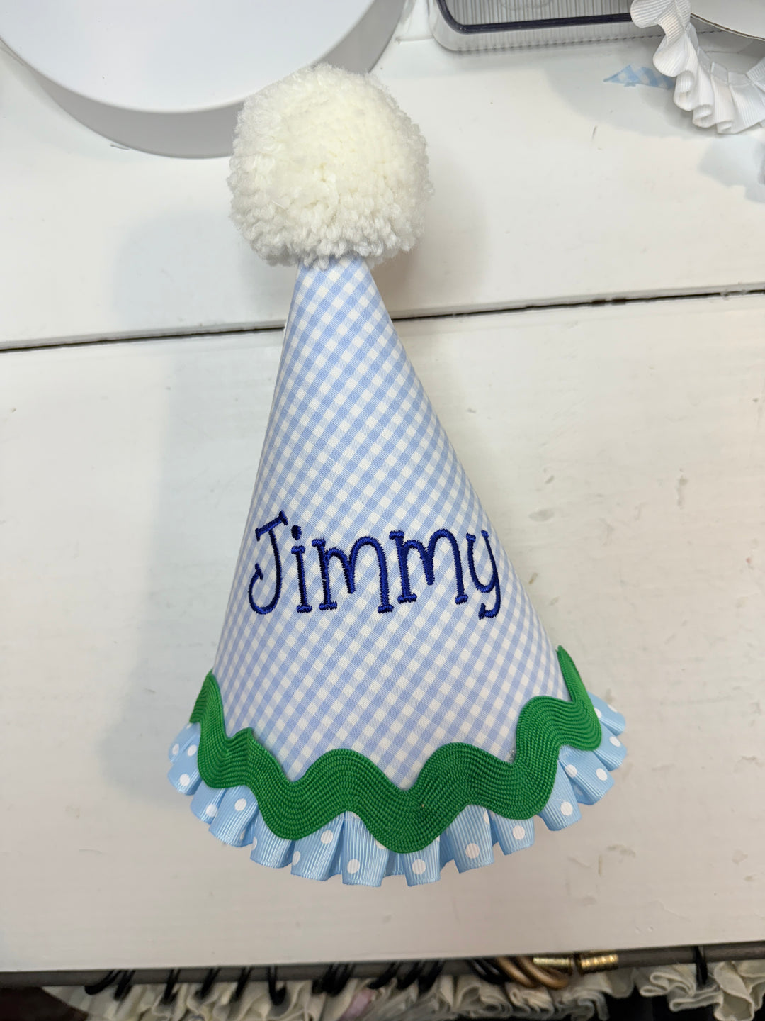 Blue Gingham with Green and Royal Blue