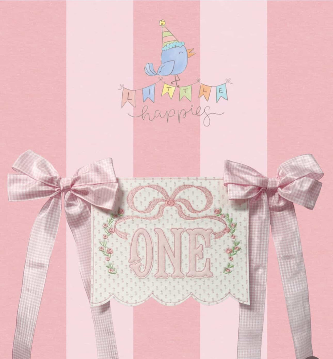 Bow with Vintage Bow and Florals Scalloped Bottom Pendant