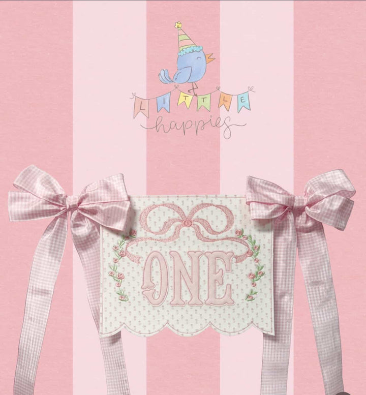 Bow with Vintage Bow and Florals Scalloped Bottom Pendant