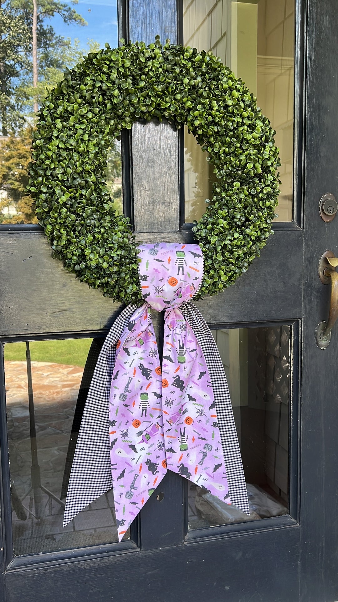 Lavender Halloween and Black Gingham Sash