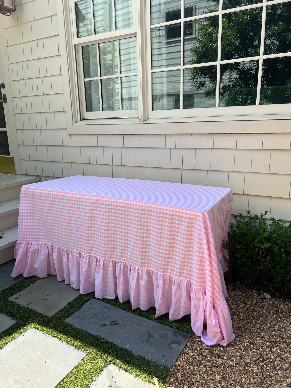 Pink Ruffle Tablecloth Pink Gingham Ruffle Tablecloth – Little Happies
