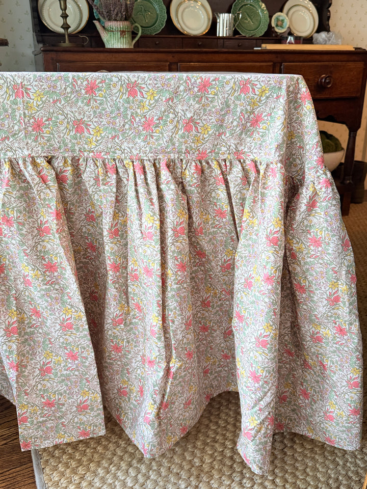 Drop Ruffle Tablecloth in Liberty Coral Floral