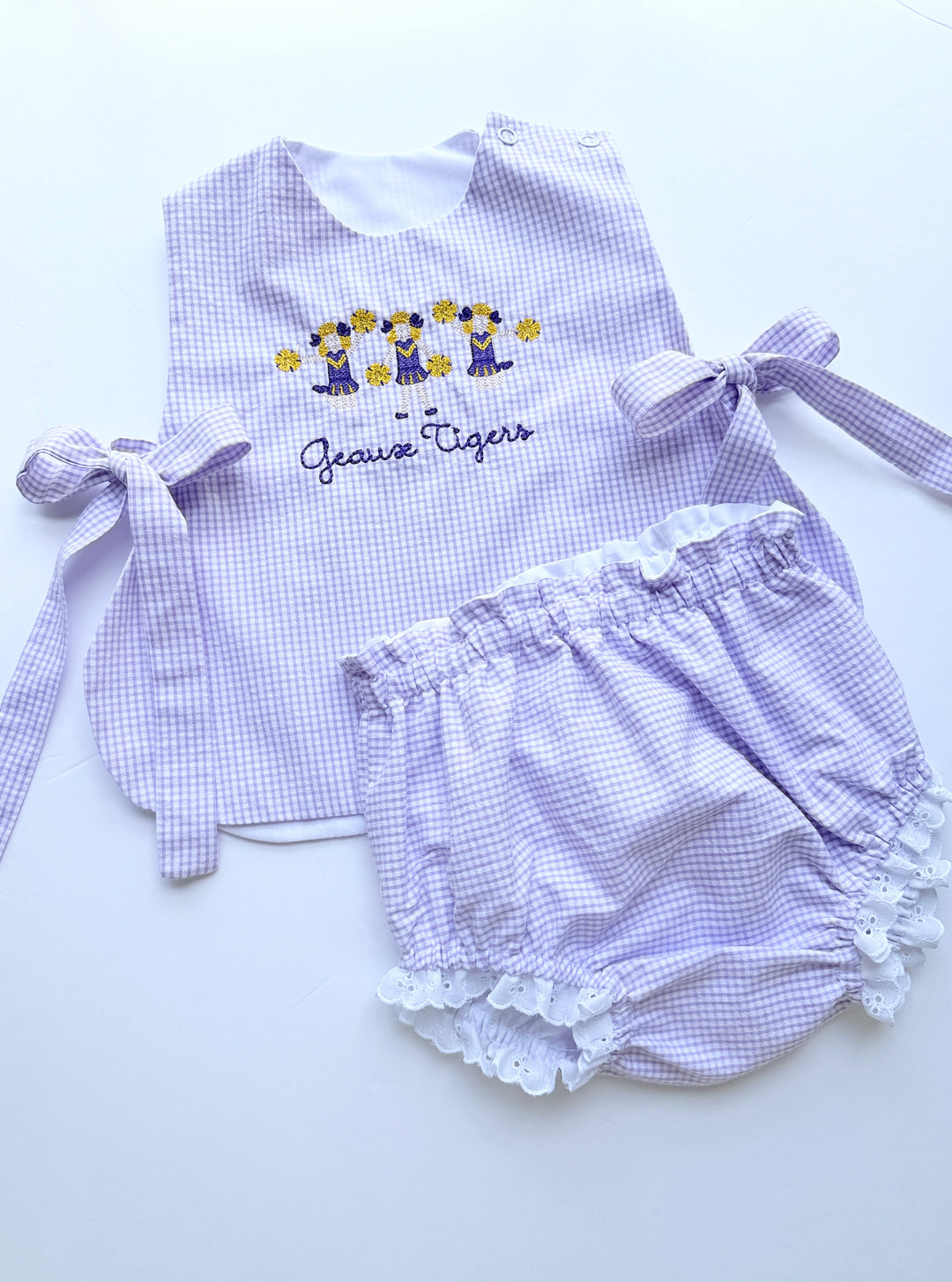 Cheerleader Bloomer Set - Lavender Gingham