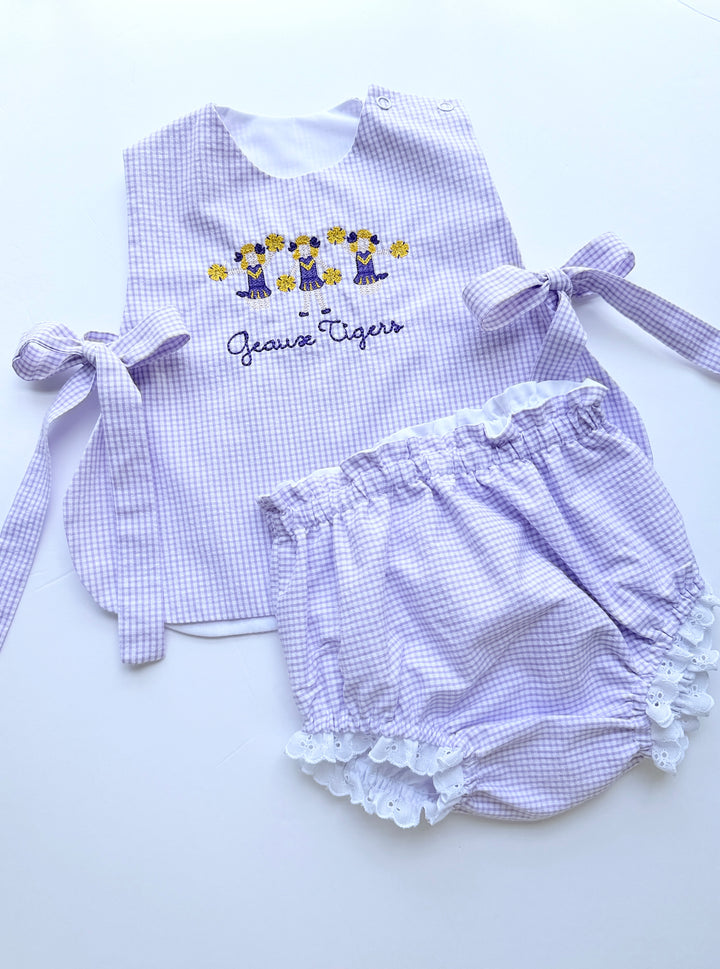 Cheerleader Bloomer Set - Lavender Gingham