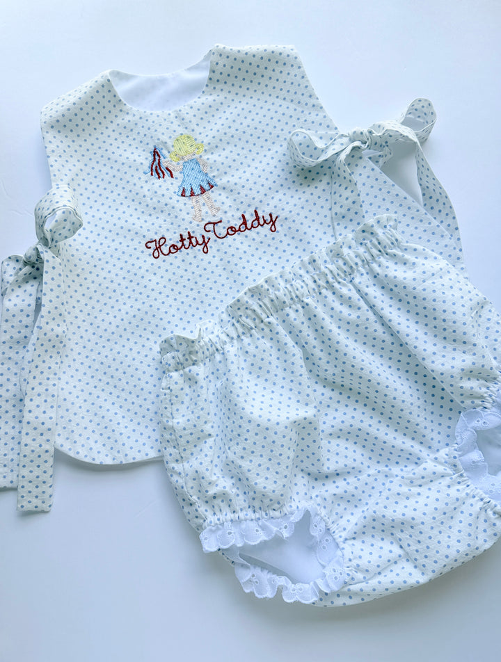 Cheerleader Bloomer Set - Blue Dot