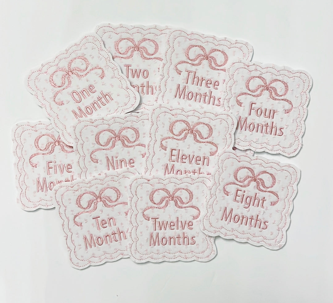 Scalloped Bow Month Cards