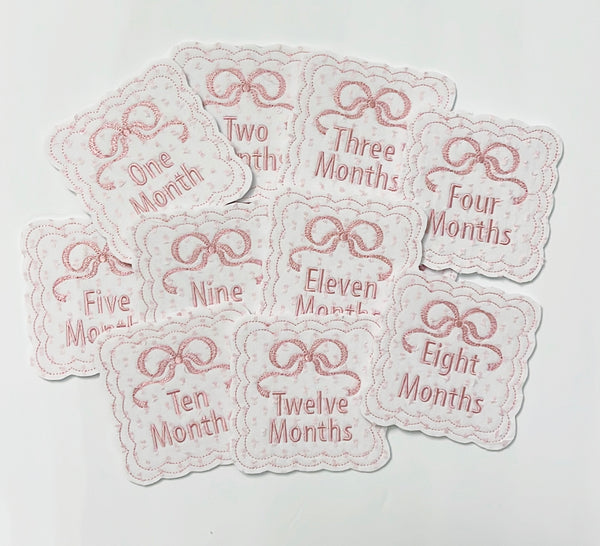 Scalloped Bow Month Cards