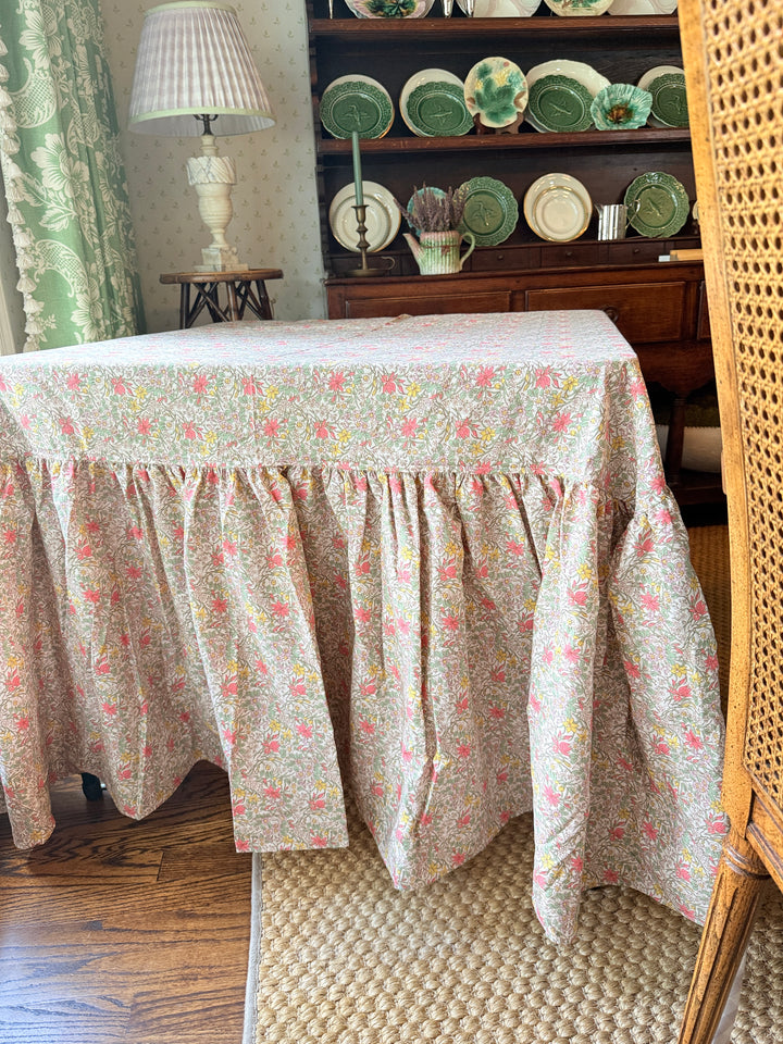 Drop Ruffle Tablecloth in Liberty Coral Floral