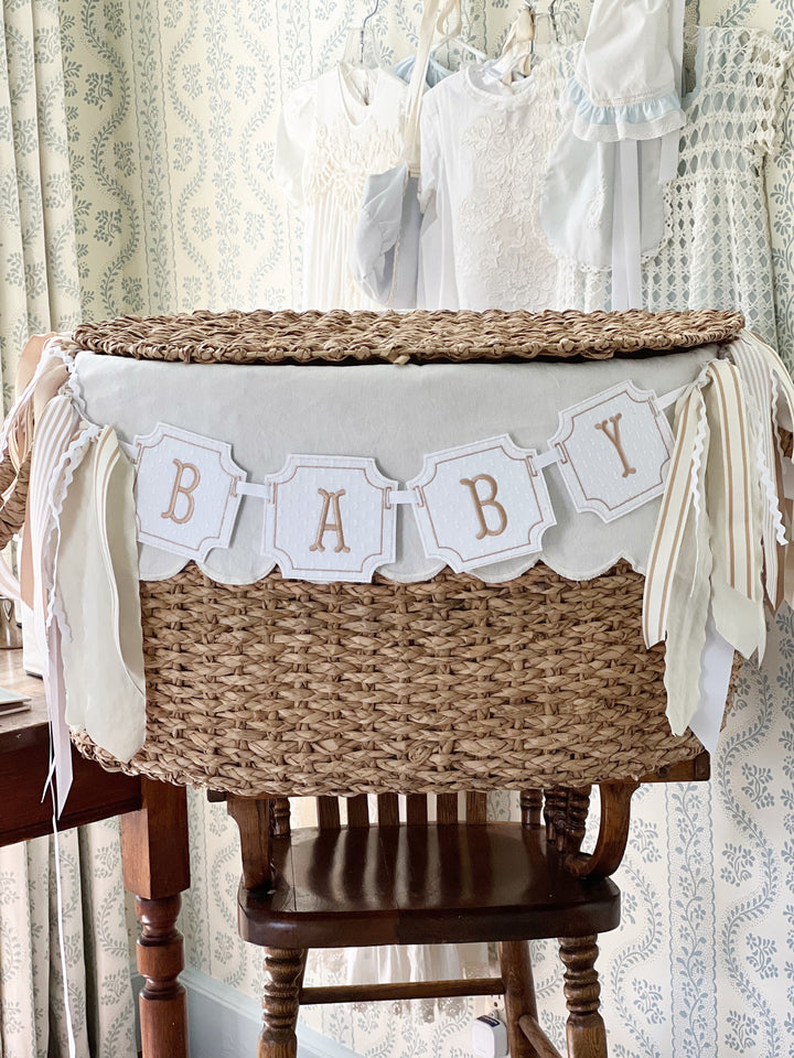 Square Baby/name Bassinet Banner in Neutral